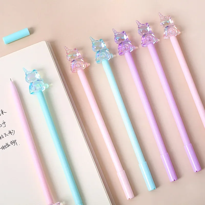 

36 шт., гелевые ручки с мультяшным единорогом, креативная лазерная акриловая стильная ручка, студенческие канцелярские принадлежности, каваи, школьные принадлежности