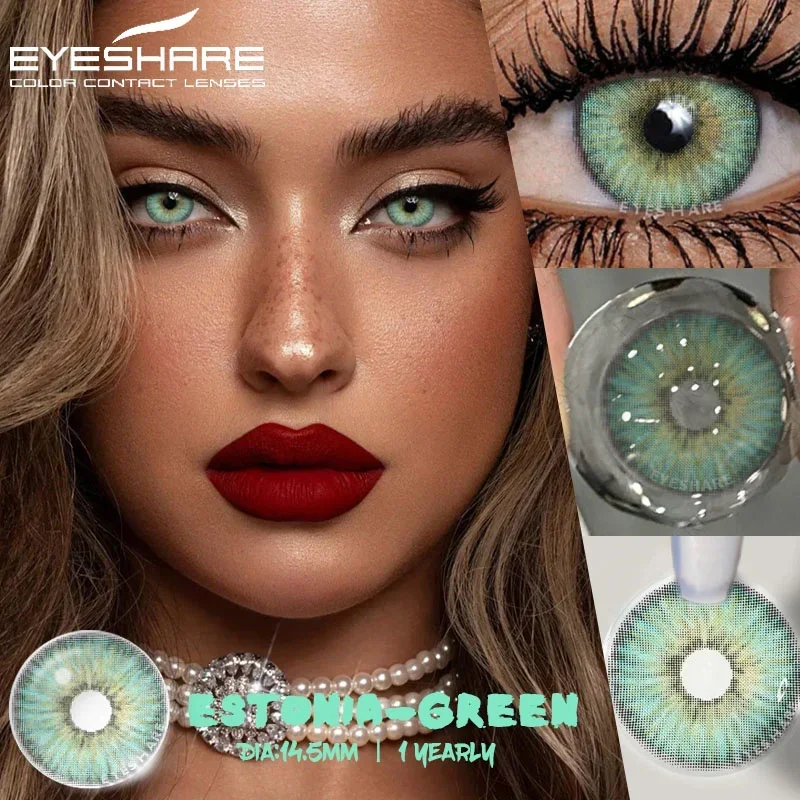 EYESHARE Myopia Lenses 1 Pair Colored Contact Lenses with Degree Natural Eye Contact Prescription Lens Fashion Lenses Yearly