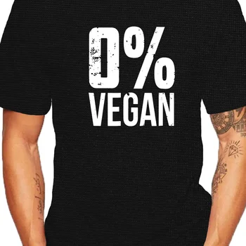 헤비웨이트 “0% 비건” 베지테리언 프린트 셔츠, 반팔, 스트리트 티셔츠, 데일리 셔츠, 재미있는 프린트 티셔츠, 신상 패션