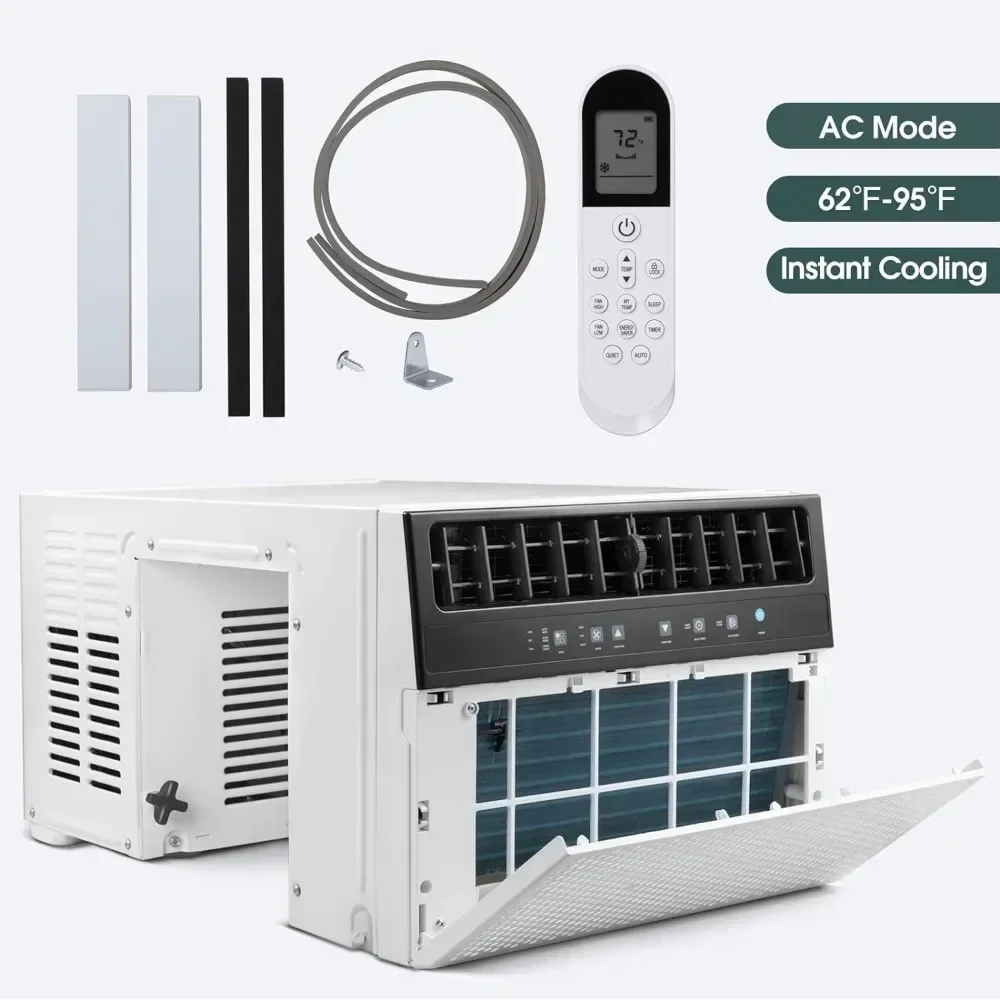 10000BTU ultra quiet U-shaped window air conditioner, full window landscape, remote control, cooling to 450 square feet