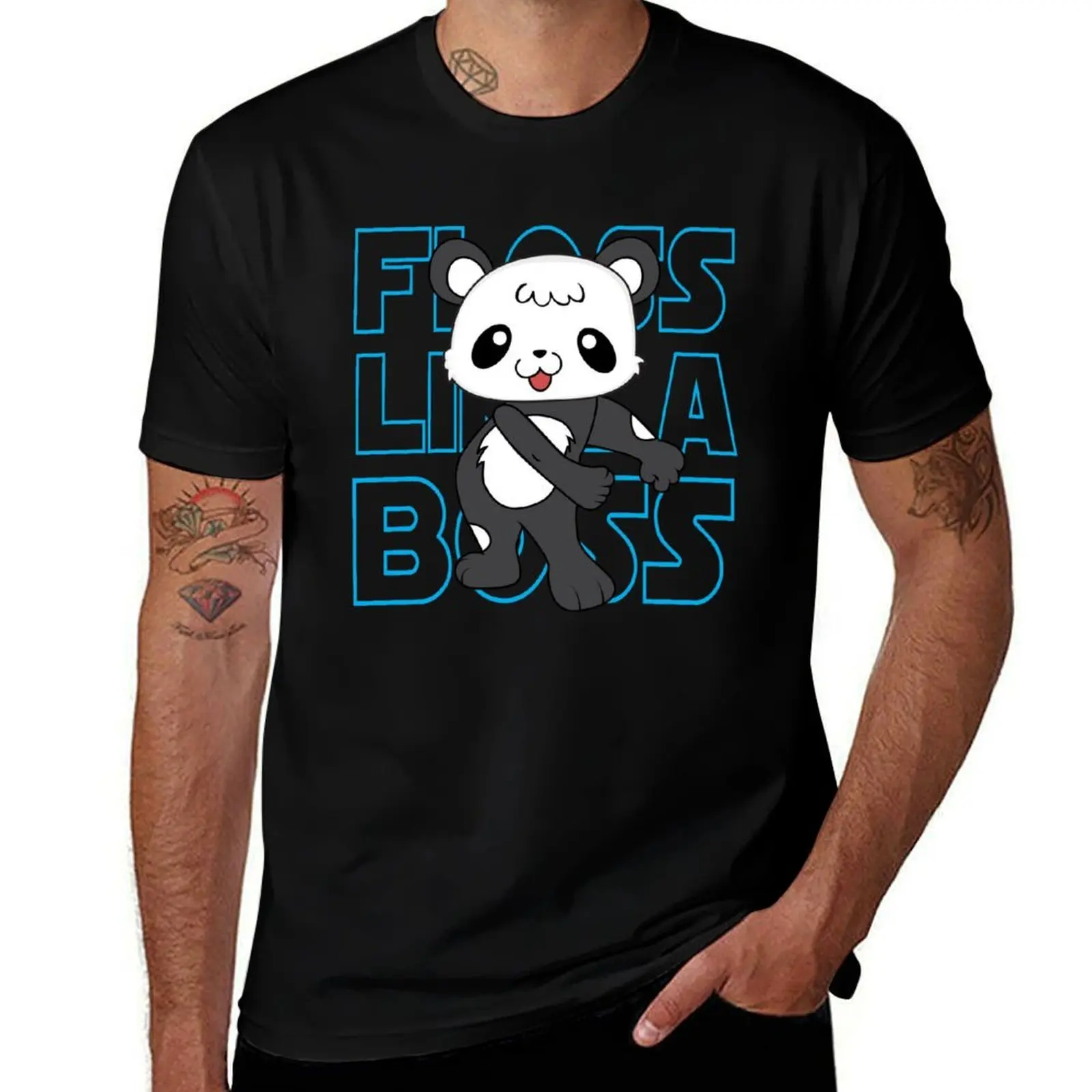 Floss Like A Boss Panda - Black White Bear Flossing T-Shirt Industrial Work Tee Shirt T-Shirt
