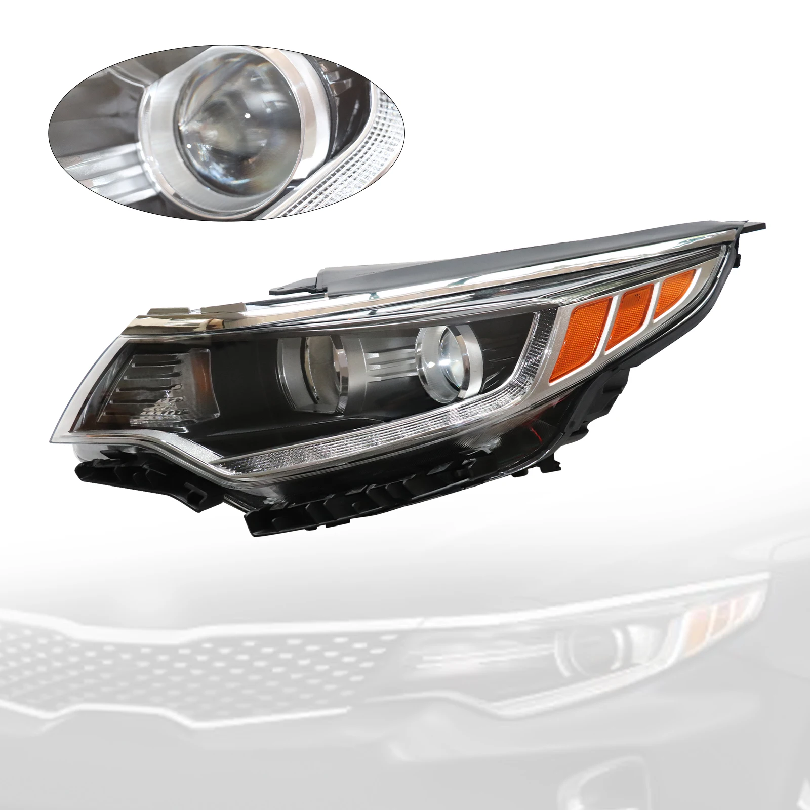 Impact-Resistant Left Driver Headlight Compatible With 2016 2017 2018 Kia Optima Headlamp Replacement