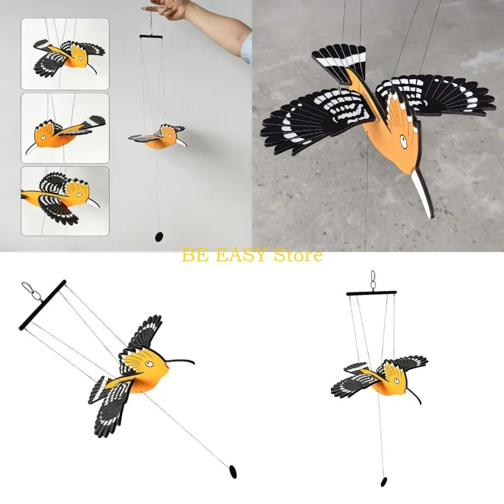 E28F Decorative Wooden Flying Bird Mobile Accent for Window Porch Display