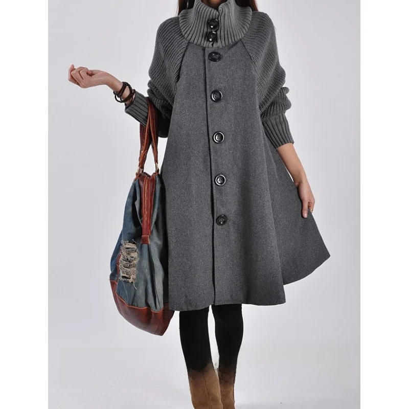 

Свободное шерстяное пальто, осень-зима, новинка, корейская версия, большой размер, женский плащ средней длины, ветровка, верхняя одежда