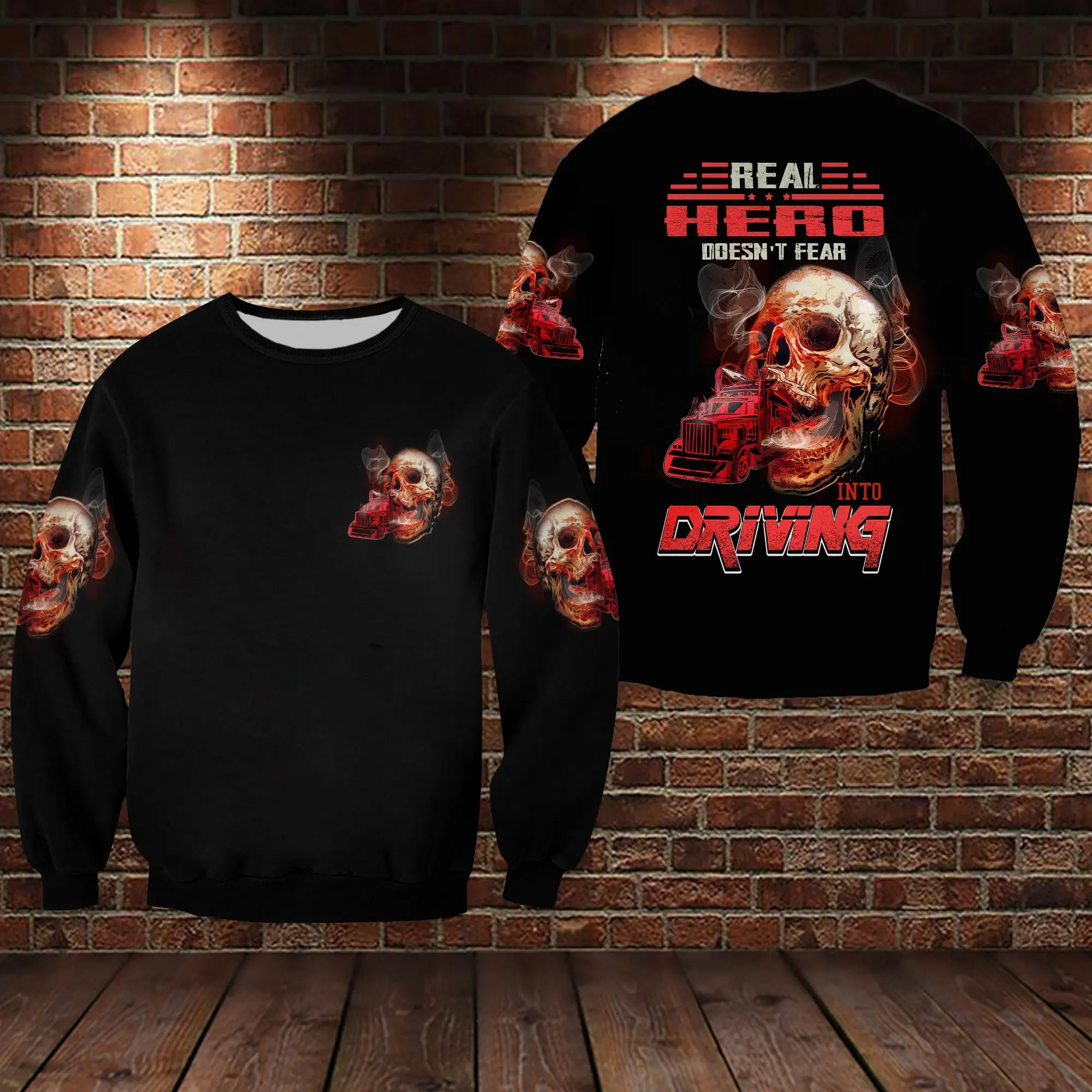 

PLstar Cosmos Skull Truck Real Hero 3D All Over Print Mens long sleeves Sweatshirt Unisex Casual pullover sudadera hombre MT-46