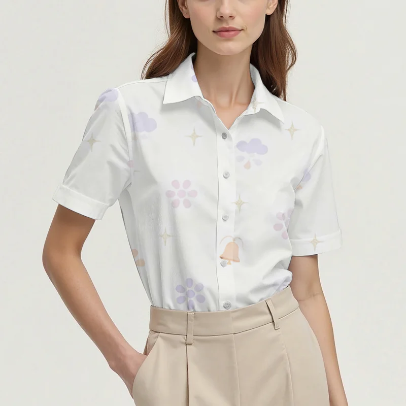 

Minimalist design women's regular short-sleeved printed shirt, casual style, suitable for commuting, dating, and other occasions