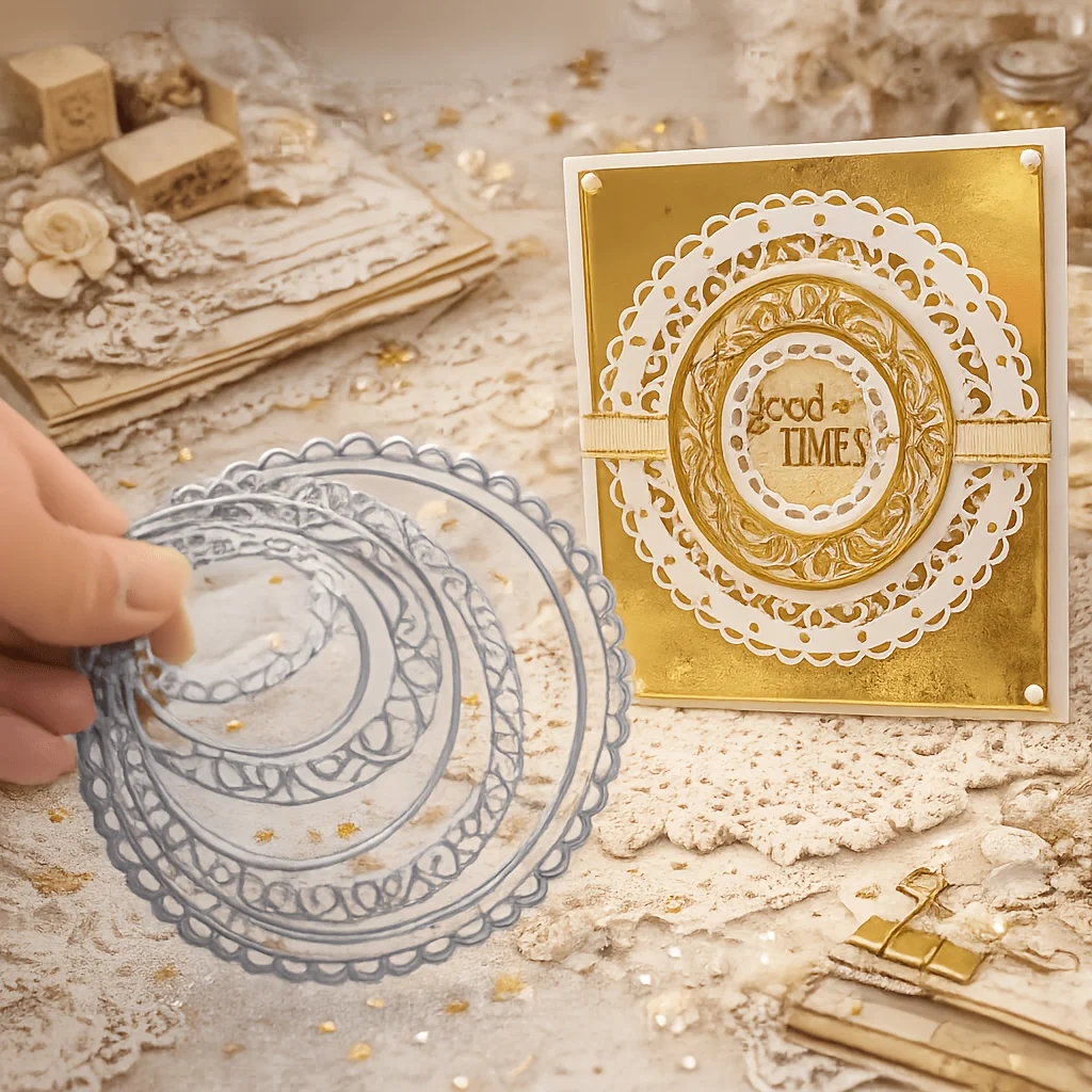 

Набор металлических вырубных форм для кружевных овальных рамок - трафареты для свадебных приглашений, открыток и элегантного скрапбукинга