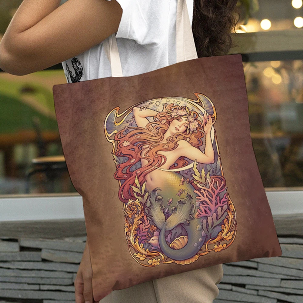 

Casual Magic Free Spirit Figure Illustration Women Big Shopper Bag Double Print Lady Shopping Bags Girl Shoulder Tote Handbag