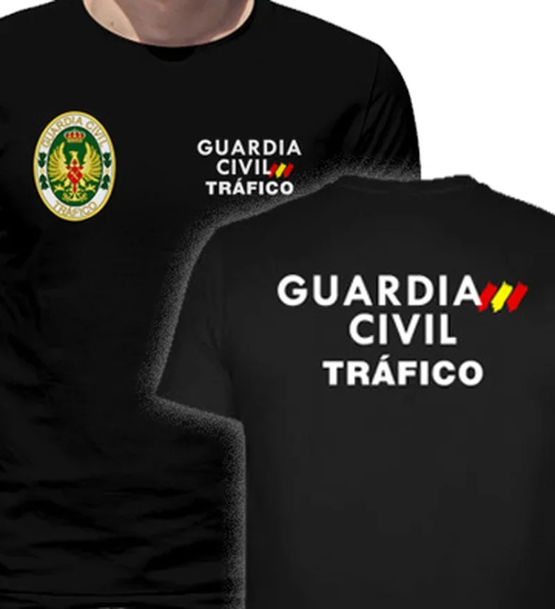 Spanish National Civil Guard Traffic Men T-shirt Summer Casual Short Cotton Tops Tees Harajuku Mens T Shirts