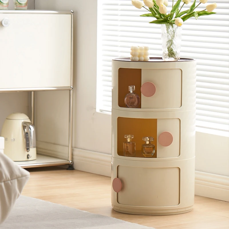 Modern Nordic White Nightstands Mini Storage Box Kids Low Organizers Nightstands Kawaii Round Design Table Bedroom Furniture