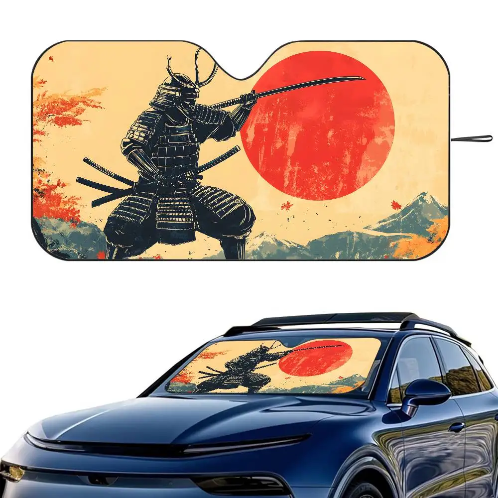 

1PC Japanese Samurai Car SunShade Windshield Foldable Three-layer Insulation Sunshade By Suction Cup Blocks UV Rays Sun