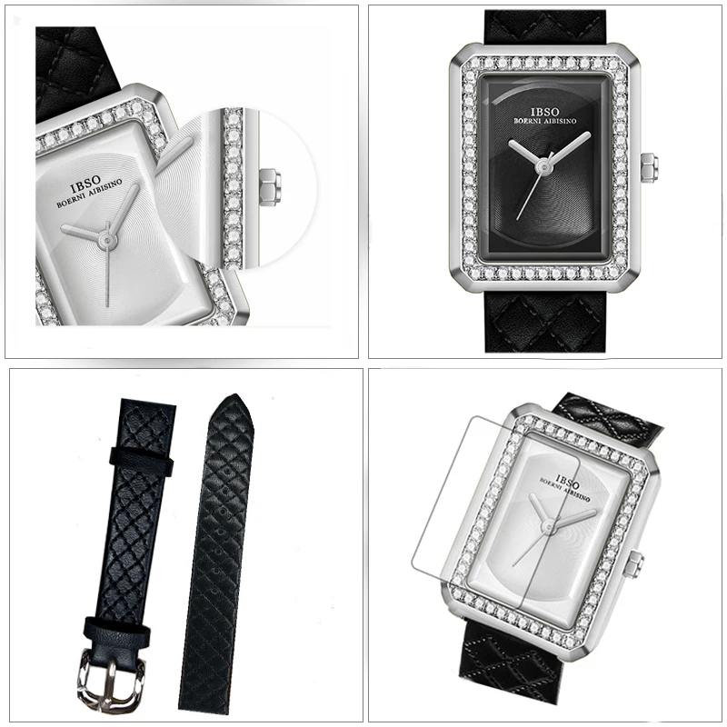 Fashion Leather Woman Watch Rectangular Golden Waterproof Elegant Hand Clock Female Gifts Luxury Brand Ladies Wristwatches Black