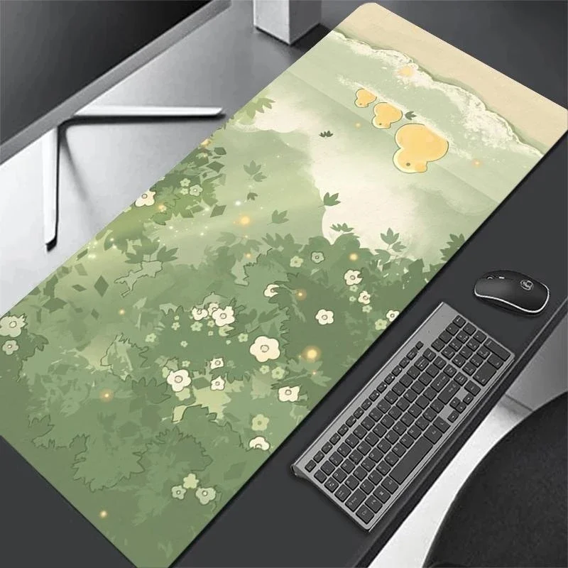 Deskpad Laptop Mouse Mat Multi Size Cute Illustration Green Pad Desk Mats Kawaii Mouse Pad Cute Large for Office Rubber Mousepad