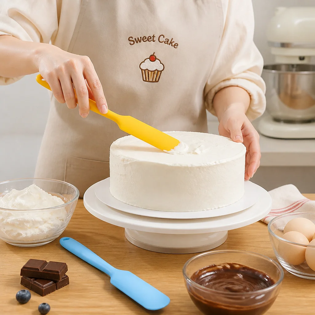 Silicone Cream Scraper Food Grade Heat Resistant Butter Spreading Knife Non‑stick Cake Mixing Batter Scraper Kitchen Baking Tool