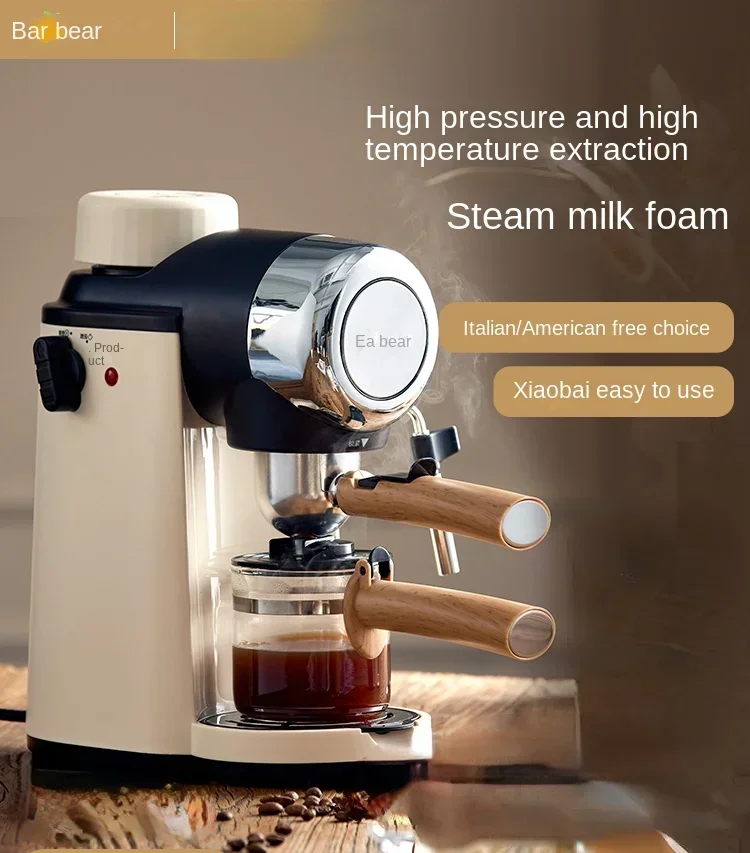 Máquina de café semiautomática italiana pequeña para oficina, cafetera todo en uno, cafetera molida manual americana de 220V