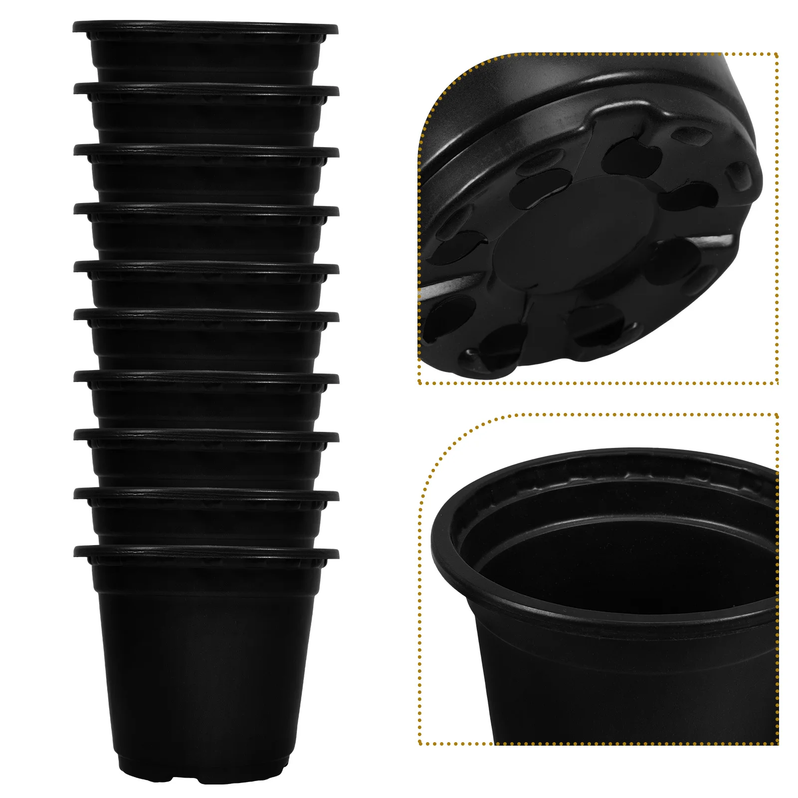 

100 Pcs Black Nursery Cups Flower Pots Succulent Drainage Holes Durable Reusable Garden Planter pots for plants