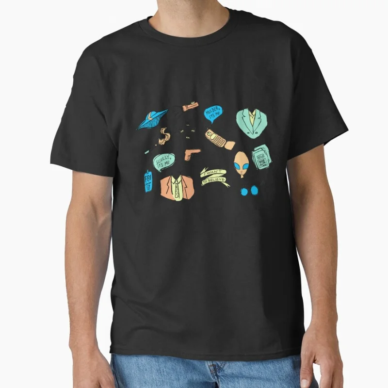 

mulder it's me Retro Sci fi The X-Files Trust No One Alien Gift T shirt 100% cotton print tee Large size Tops Graphic Clothes