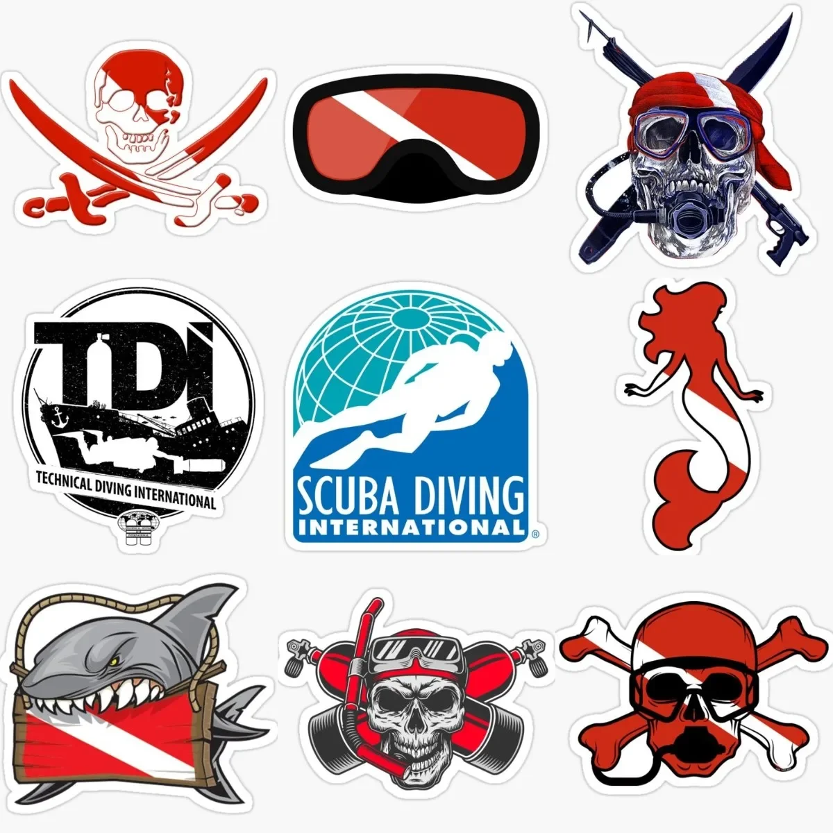 

Scuba Dive Flag Diving Skull Mermaid Creative PVC Sticker for Covered Scratch Decorate Motorcycle Camper Van Bicycle Truck Decal