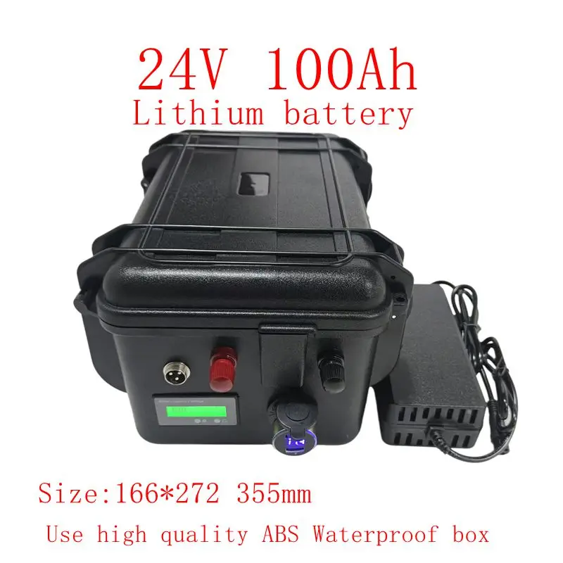 

JR Batterie lithium-polymère étanche 24V, 100Ah, avec chargeur 10A, pour vélo de Sicile, compatible avec montres électriques 15