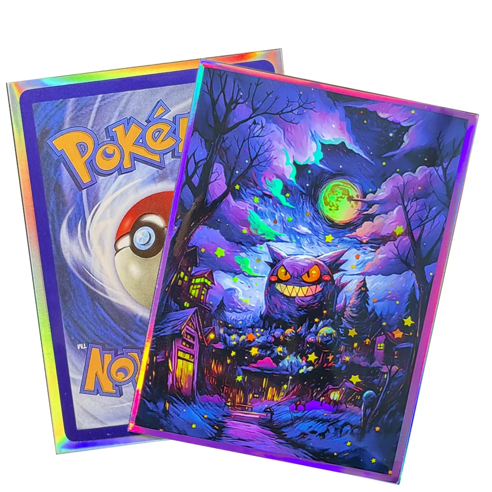 holographic card sleeves pokemon 60PCS 66x91mm Pokemon Gengar Holographic Card Sleeves Standard Size Trading  Card Protectors For PTCG/PKM Collectors Gifts