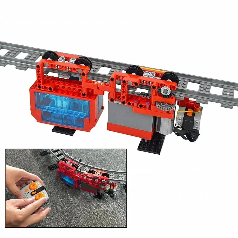 Technical Track Monorail Suspended Electric Train Motor City Building Blocks PF Set RC Model Tracks Assemble Brick Creative Toys