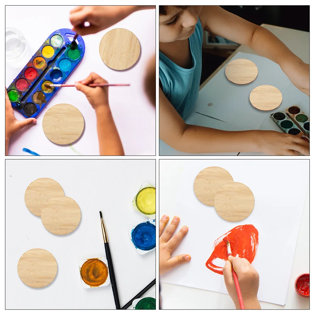

20pcs Bamboo Painting Materials Unfinished Round DIY Craft Pieces Wood Circles for Kids Creative Crafts Decorations