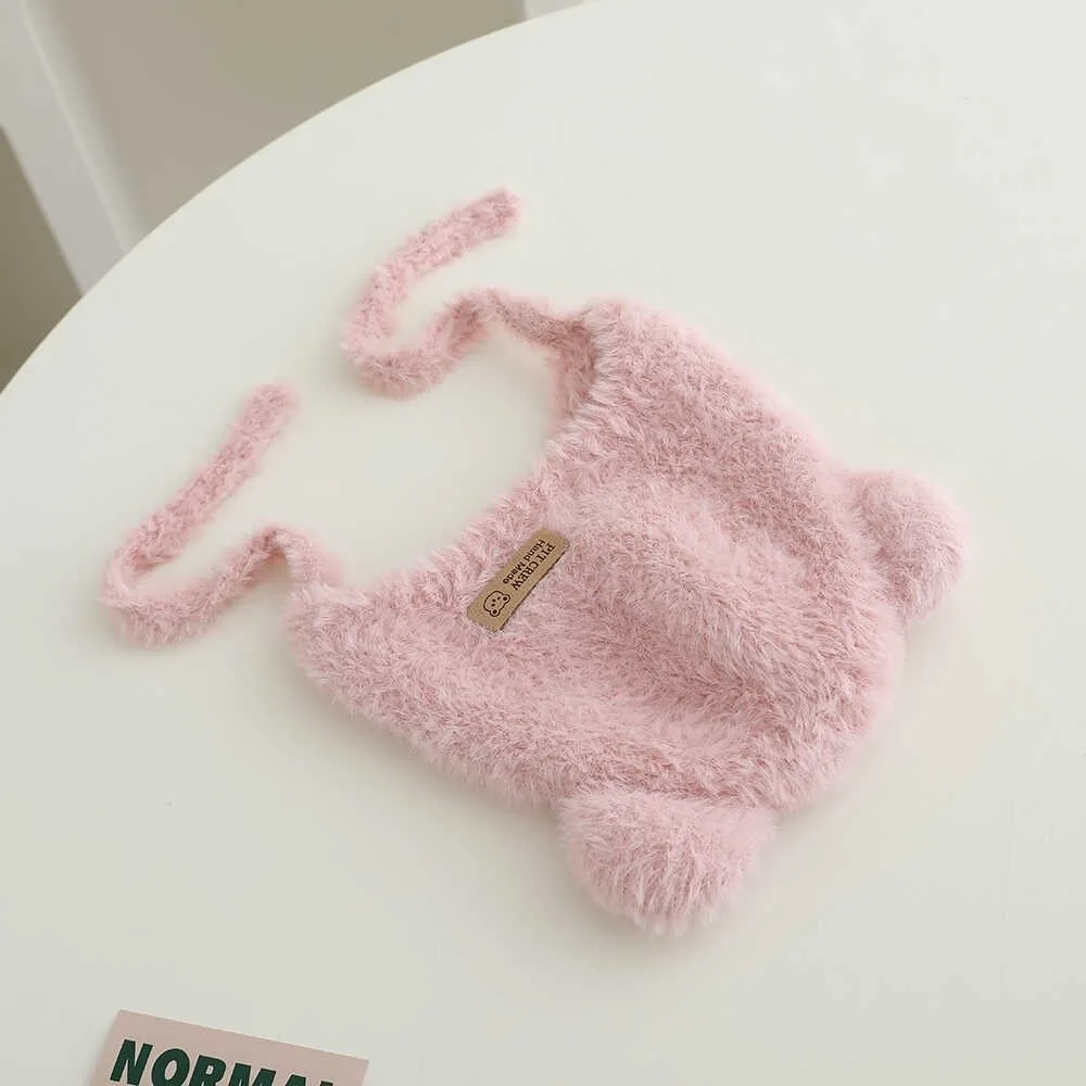 

Защитная шапка с милым медведем, однотонная бархатная ветрозащитная теплая шапка для малышей, наушники, шапка для малышей 1–3 лет