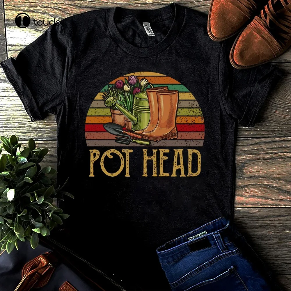 Retro Sun Pot Head Gardening Men Women T Shirt Cotton S-3XL Black