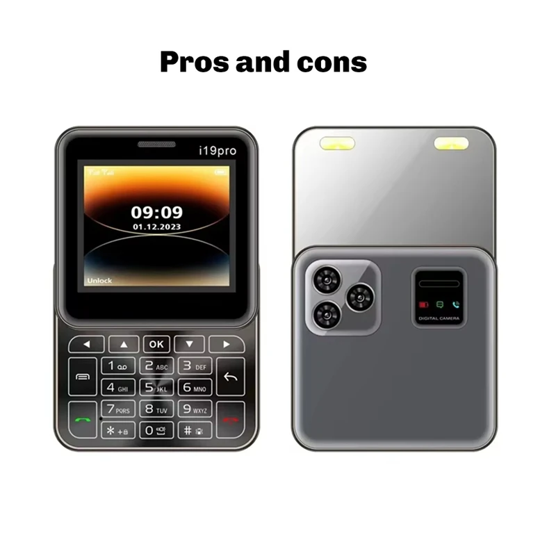 Slide Button Mini Mobile Phone I19 Pro Square 2.4Inch Dual SIM 2G GSM Bluetooth FM Camera Unlocked Small Cell Phone