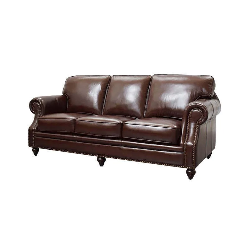 

American leather sofa, small apartment living room retro single and double three-person oil wax leather simple