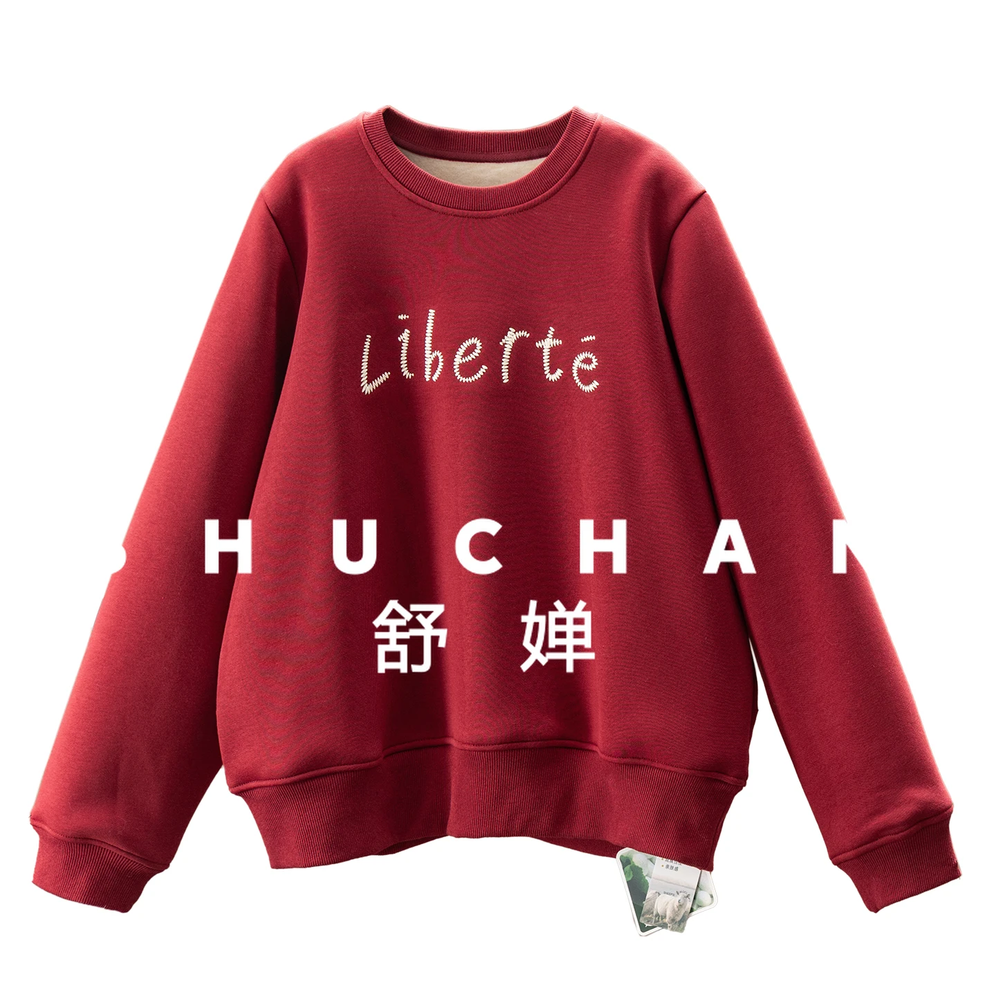 

high-quality contrasting color letter embroidered crew neck fleece sweater women 80E3 winter clothes women