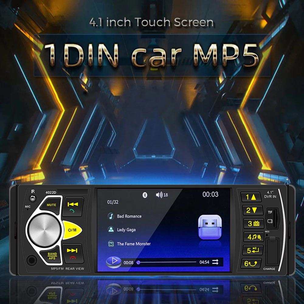 Navifly 1 Din 4.1 "مشغل MP5 الوسائط المتعددة العالمي راديو FM USB عكس الكاميرا لشركة فولكس فاجن بيجو رينو فيات لادا سيتروين مازدا