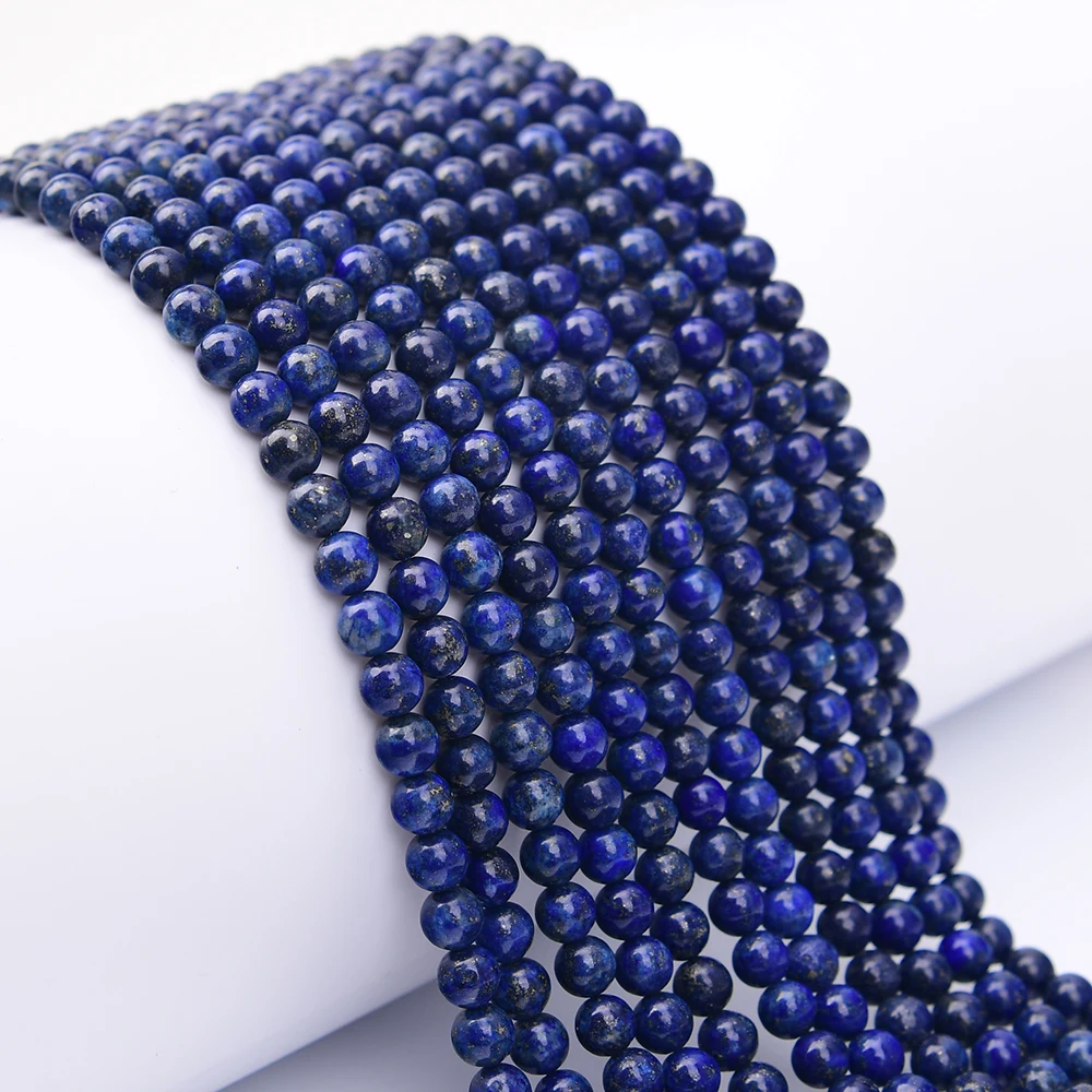 APDGG 2 Strands 6mm Natural Blue Lapis Lazuli Round Loose Beads 15.5'' Strand Jewelry Making DIY