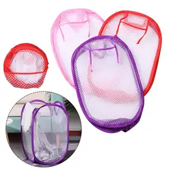 Foldable Laundry Basket Mesh Washing Laundry Bag Dirty Sorting Basket Kids Toys Sundries Home Bin Hamper Storage Box Organize