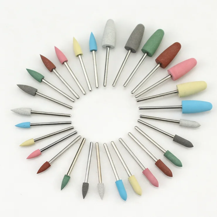 Silicone Polishing Bits Set 28 Piece for Rotary Tool Use with 7 Grit Levels from 150 to 800 and Dual Tip Design