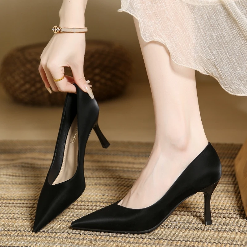 

2025 New Spring Fashion Pointed Toe On Heeled Shoes For Women Thin High Heels Office Work Pumps Luxury Comfort Shoes G0027