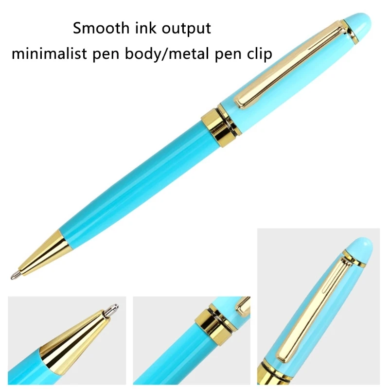 Caneta esferográfica metal com ação giratória, 8 peças, com clipe caneta metal, ponta 1.0mm, escrita