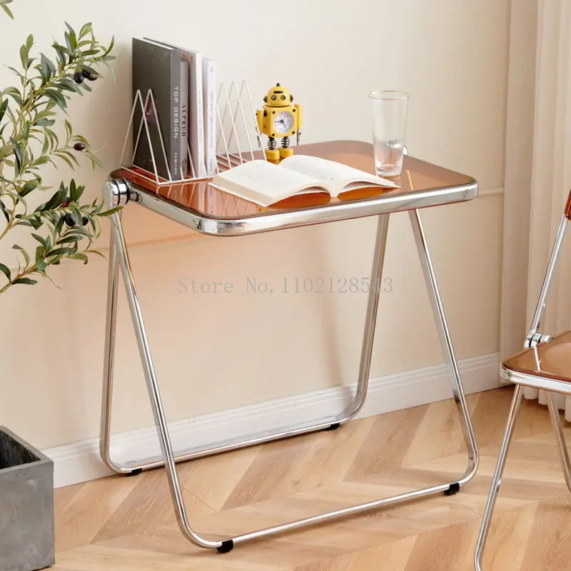 70*50cm Ins Crystal Transparent Folding Table Acrylic Side Table Coffee Table  Portable Office Study Computer Table Home Use