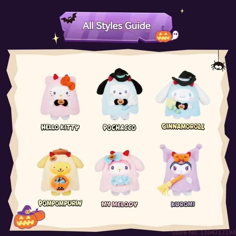 Miniso Sanrio Karakters Halloween Serie Vinyl Hanger Blind Box Mooie Hellokitty Figuur Pop Sleutelhanger Hang Lanyard Kindergeschenken