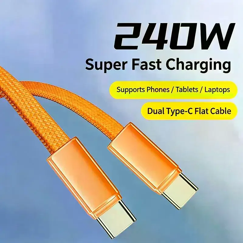 240W Fast Charging USB C to USB C Cable Durable Braided Cord 480Mbps Data Transfer for  15  Smartphones
