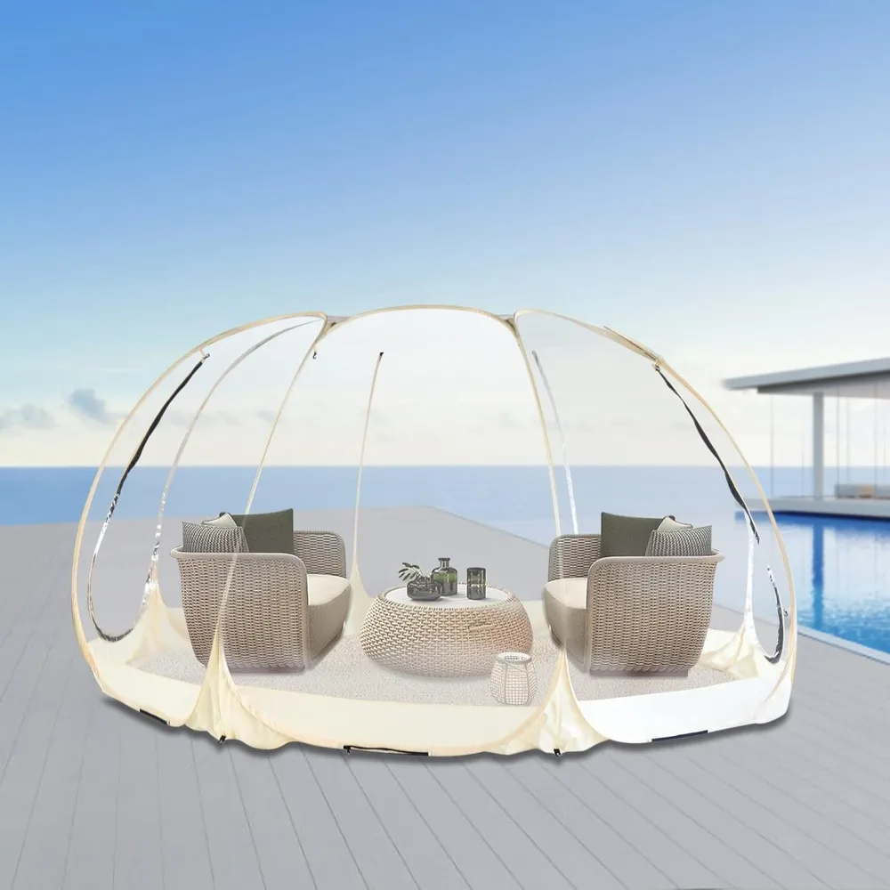 Pop Up Bubble Clear Tent, 12 x 12Inch Quick Opening Instant Tent 6 to 10 People 360°Screen House Cold Protection Camping Tent