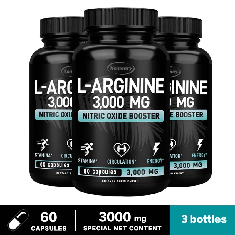 L-Arginine Capsules 3000mg - Nitric Oxide Boosters - Improve Energy, Endurance, Performance, Build Muscle Mass