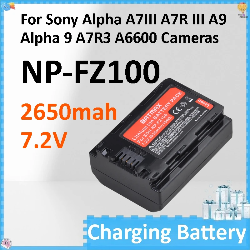 1-2pcs NP-FZ100 NPFZ100 2650mAh Battery With Dual-port USB Charger For Sony Alpha A7III A7R III A9 Alpha 9 A7R3 A6600 Cameras