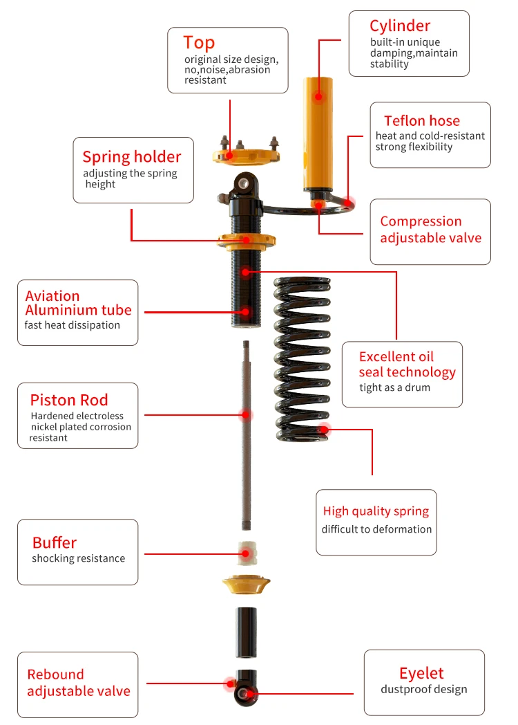 suspension offroad shock absorber Rebound adjuster 4x4 off road coilover Shock Absorber for H8