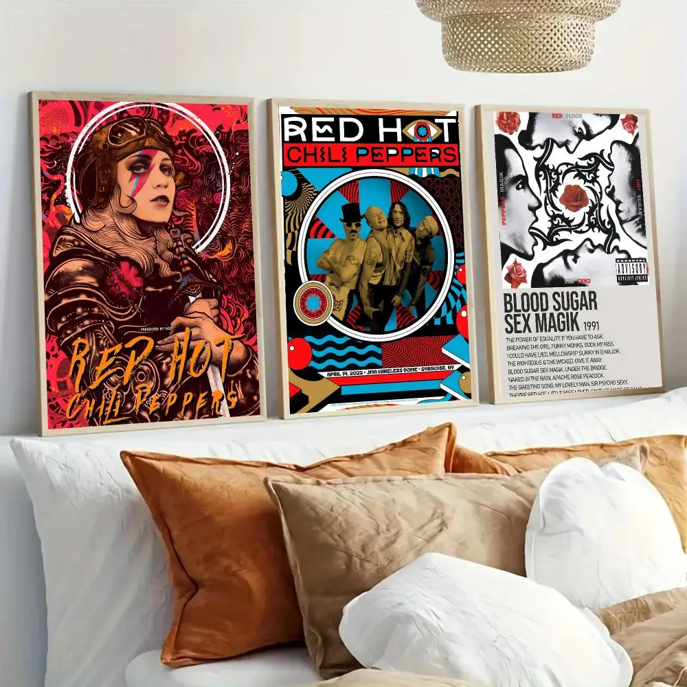 R-Red Hot Chili Peppers Classic Band Poster Modern Home Living Bedroom Bar Hallway Waterproof Wall Art Aesthetic Decor