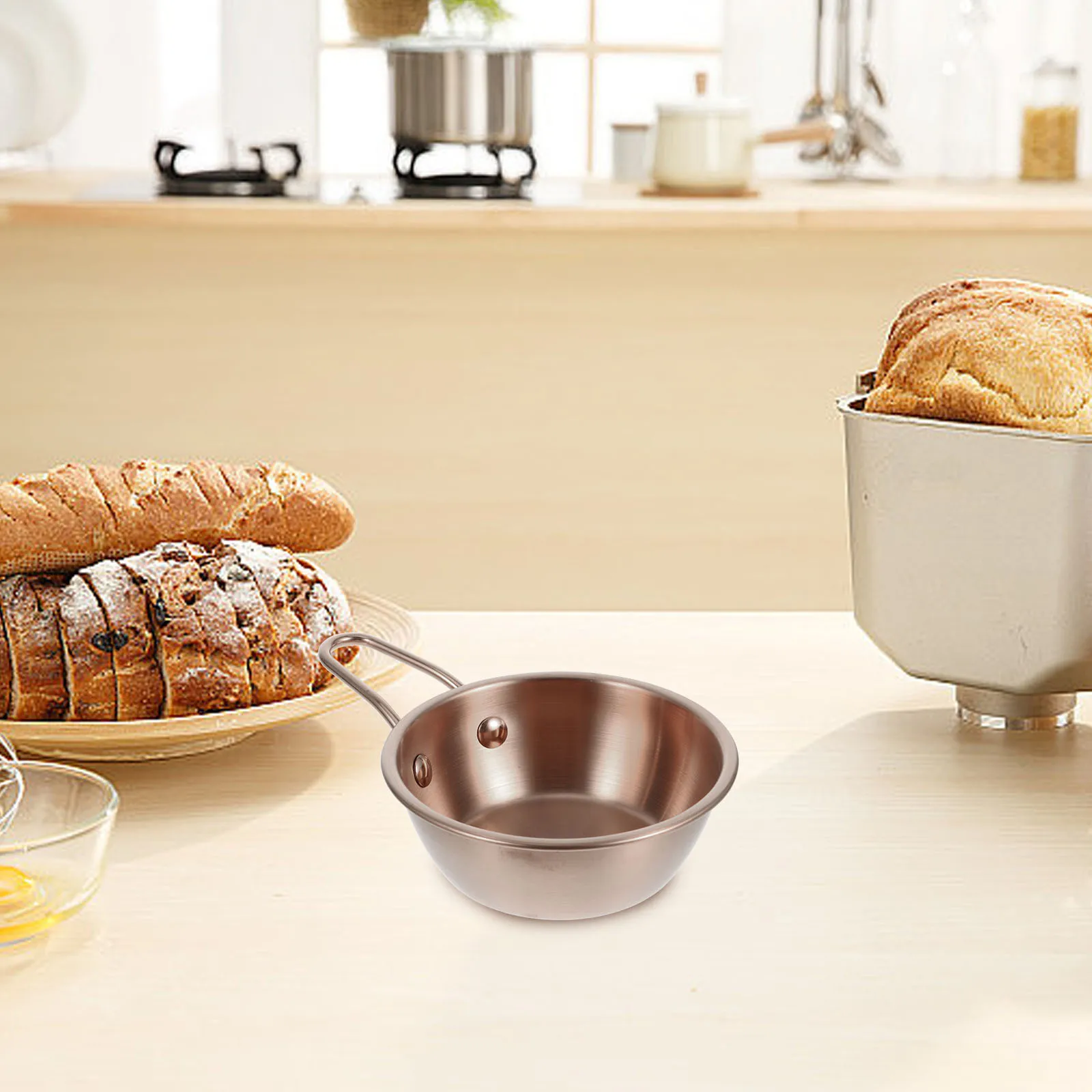 

2pcs Stainless Steel Single Handle Korean Rice Wine For Soup Ramen Camping Lightweight Durable Korean Small Bowl Wine Container