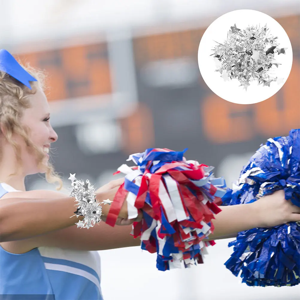 

6Pcs Cheerleading Accessories Metallic Wrist Flowers Pom Poms Kids Dance Party Supplies Gear Team Spirit