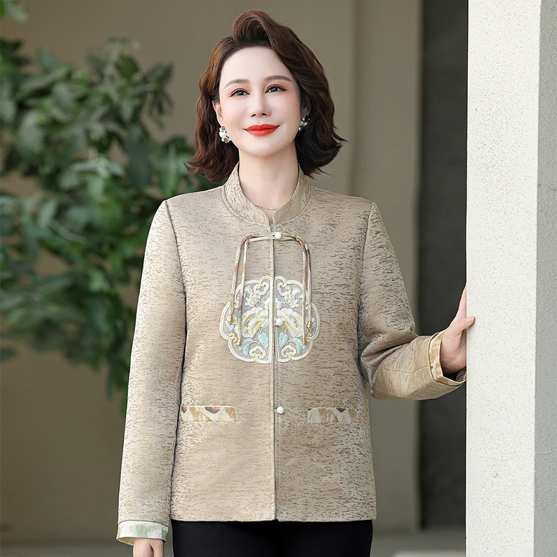 

New Chinese Sle Women's ort Coat Autumn Faion Outerwear ly Ladies Ele Top Korean Rain Sle Loose Fit Cardigan