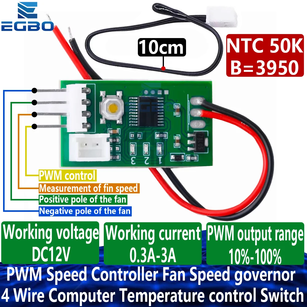 1~2PCS DC12V PWM Speed Controller Fan Speed governor 4 Wire Computer Temperature control Switch for PC CPU Cooler Fan Alarm STK