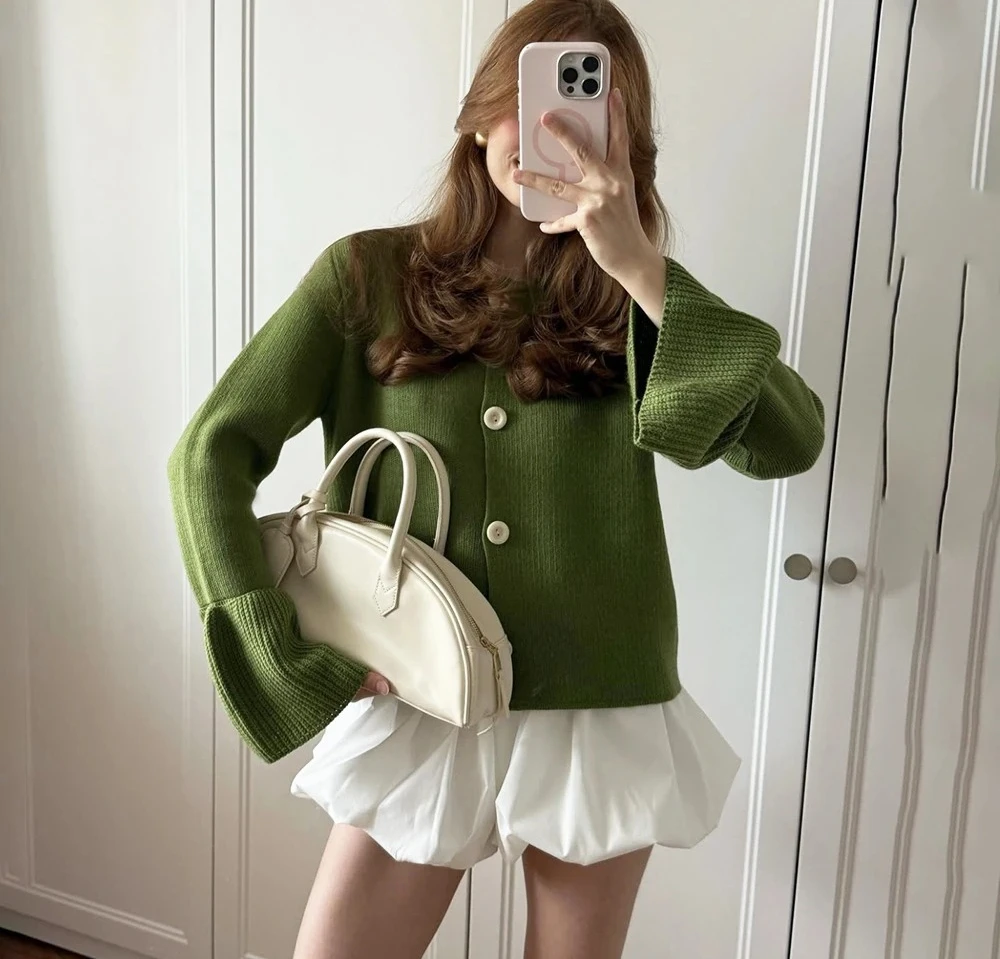 

Female Knit Sweater Cardigan Coat Ribbed Patchwork Loose Long Sleeve Solid Autumn Sweater Women Knitwear Cardigan